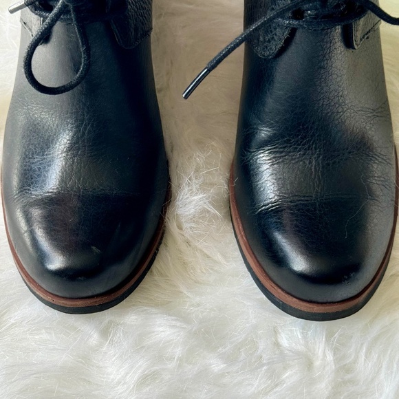Kork-Ease Roana Lace up Black Leather Ankle Booties Two-Tone Chunky Heel  7.5 - Picture 4 of 13